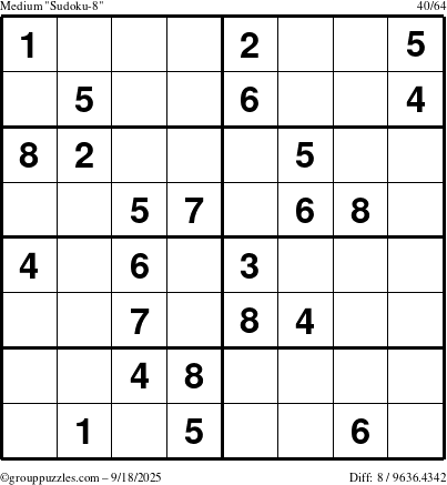 The grouppuzzles.com Medium Sudoku-8 puzzle for Thursday September 18, 2025