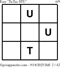 The grouppuzzles.com Easy TicTac-STU puzzle for Thursday September 18, 2025