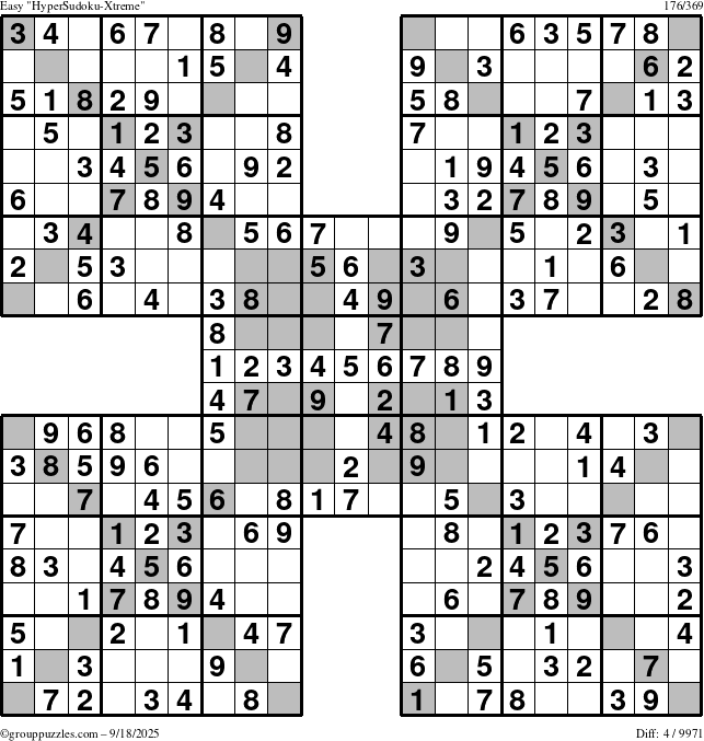 The grouppuzzles.com Easy cover-HyperXtreme puzzle for Thursday September 18, 2025