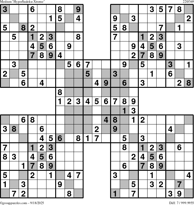 The grouppuzzles.com Medium cover-HyperXtreme puzzle for Thursday September 18, 2025