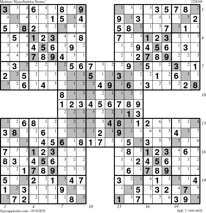 The grouppuzzles.com Medium cover-HyperXtreme puzzle for Thursday September 18, 2025, suitable for printing, with all 7 steps marked
