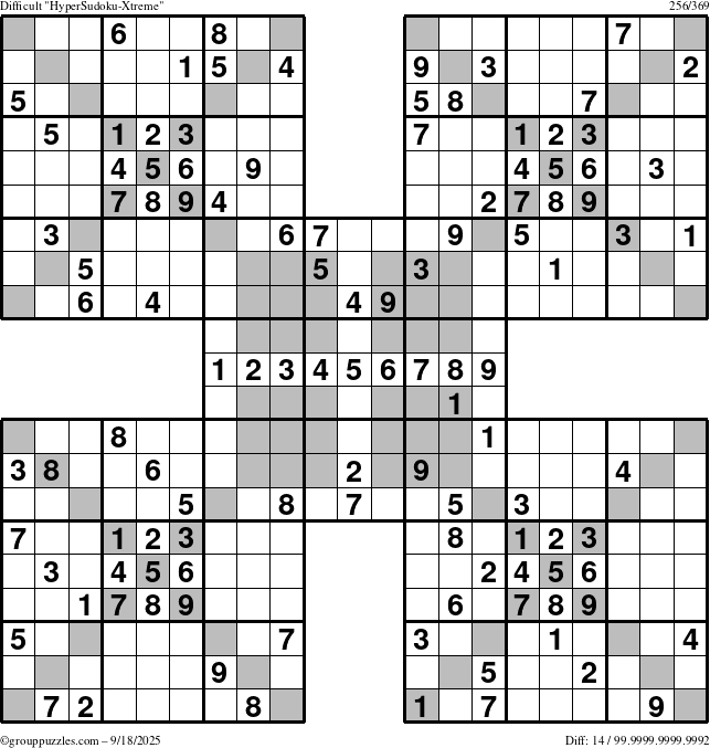 The grouppuzzles.com Difficult cover-HyperXtreme puzzle for Thursday September 18, 2025