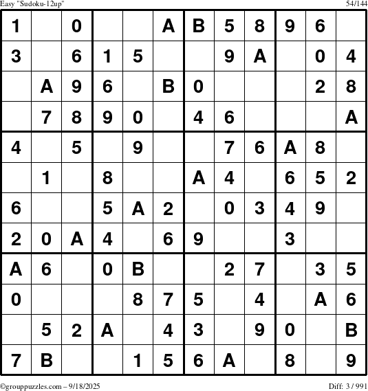 The grouppuzzles.com Easy Sudoku-12up puzzle for Thursday September 18, 2025