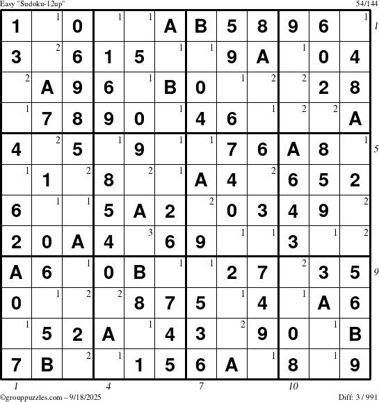 The grouppuzzles.com Easy Sudoku-12up puzzle for Thursday September 18, 2025 with all 3 steps marked