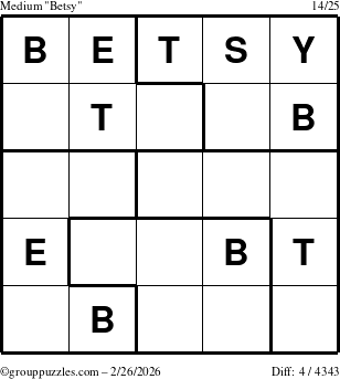 The grouppuzzles.com Medium Betsy puzzle for Thursday February 26, 2026