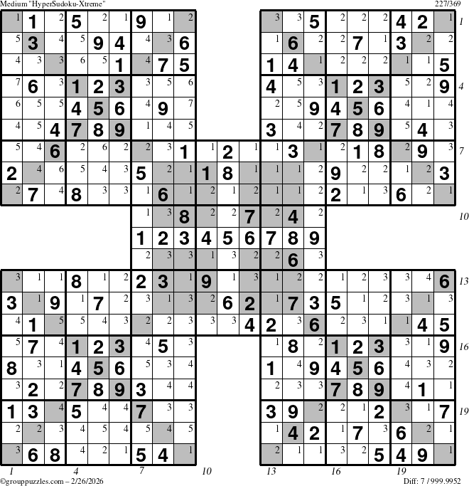 The grouppuzzles.com Medium cover-HyperXtreme puzzle for Thursday February 26, 2026, suitable for printing, with all 7 steps marked