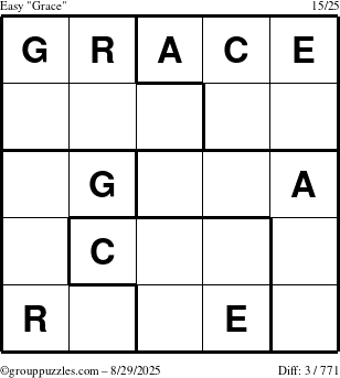 The grouppuzzles.com Easy Grace puzzle for Friday August 29, 2025