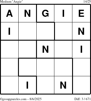 The grouppuzzles.com Medium Angie puzzle for Wednesday August 6, 2025