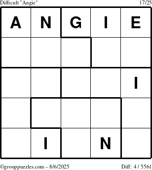 The grouppuzzles.com Difficult Angie puzzle for Wednesday August 6, 2025