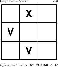 The grouppuzzles.com Easy TicTac-VWX puzzle for Wednesday August 6, 2025