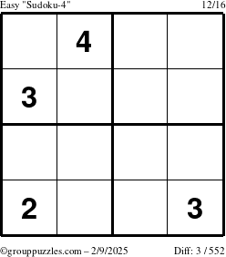 The grouppuzzles.com Easy Sudoku-4 puzzle for Sunday February 9, 2025