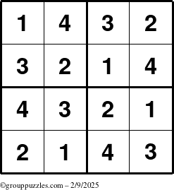 The grouppuzzles.com Answer grid for the Sudoku-4 puzzle for Sunday February 9, 2025