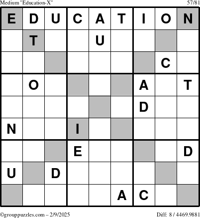 The grouppuzzles.com Medium Education-X puzzle for Sunday February 9, 2025