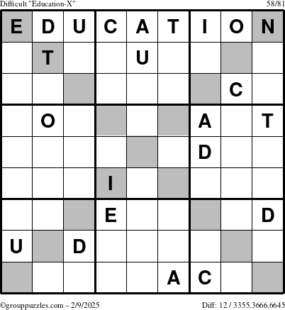 The grouppuzzles.com Difficult Education-X puzzle for Sunday February 9, 2025