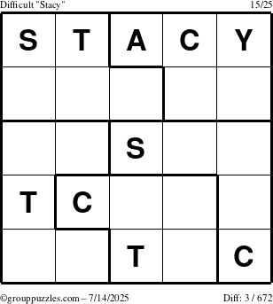 The grouppuzzles.com Difficult Stacy puzzle for Monday July 14, 2025