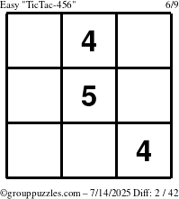 The grouppuzzles.com Easy TicTac-456 puzzle for Monday July 14, 2025