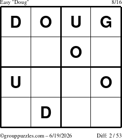 The grouppuzzles.com Easy Doug puzzle for Friday June 19, 2026