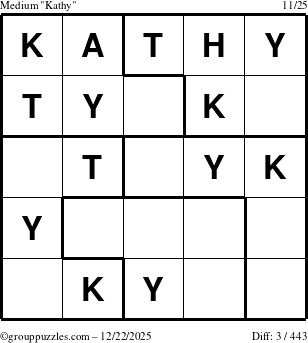 The grouppuzzles.com Medium Kathy puzzle for Monday December 22, 2025