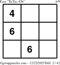 The grouppuzzles.com Easy TicTac-456 puzzle for Monday December 22, 2025