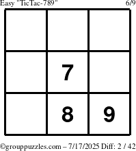 The grouppuzzles.com Easy TicTac-789 puzzle for Thursday July 17, 2025