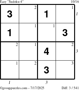 The grouppuzzles.com Easy Sudoku-4 puzzle for Thursday July 17, 2025 with all 3 steps marked