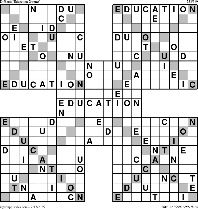 The grouppuzzles.com Difficult Education-Xtreme puzzle for Thursday July 17, 2025