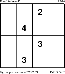 The grouppuzzles.com Easy Sudoku-4 puzzle for Tuesday July 23, 2024