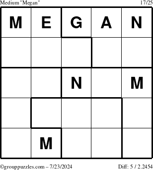 The grouppuzzles.com Medium Megan puzzle for Tuesday July 23, 2024