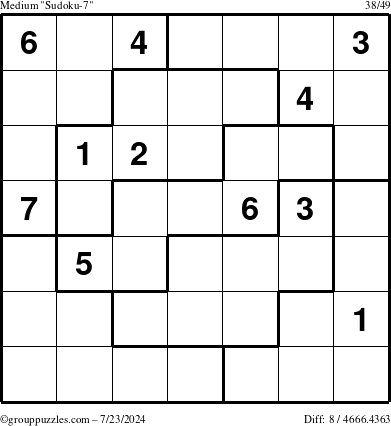 The grouppuzzles.com Medium Sudoku-7 puzzle for Tuesday July 23, 2024