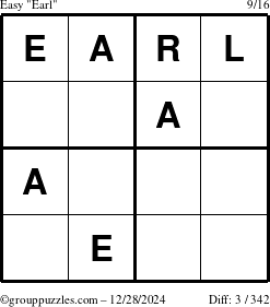 The grouppuzzles.com Easy Earl puzzle for Saturday December 28, 2024