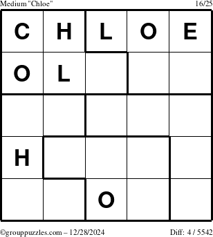 The grouppuzzles.com Medium Chloe puzzle for Saturday December 28, 2024