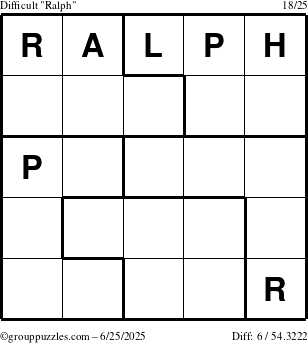 The grouppuzzles.com Difficult Ralph puzzle for Wednesday June 25, 2025