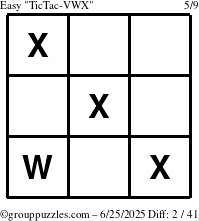 The grouppuzzles.com Easy TicTac-VWX puzzle for Wednesday June 25, 2025
