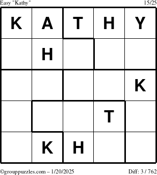 The grouppuzzles.com Easy Kathy puzzle for Monday January 20, 2025