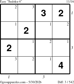 The grouppuzzles.com Easy Sudoku-4 puzzle for Saturday May 30, 2026 with all 3 steps marked