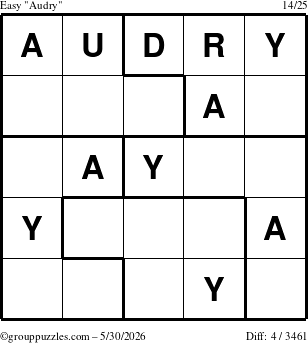 The grouppuzzles.com Easy Audry puzzle for Saturday May 30, 2026
