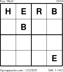 The grouppuzzles.com Easy Herb puzzle for Tuesday December 2, 2025