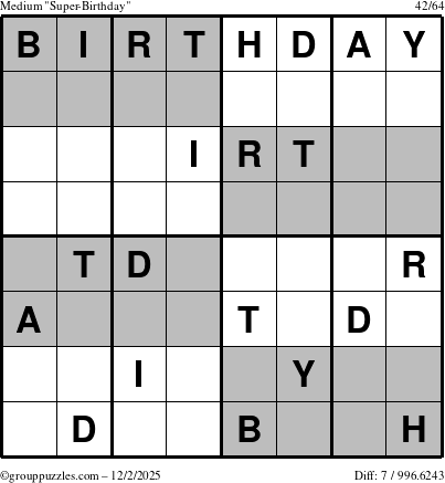 The grouppuzzles.com Medium Super-Birthday puzzle for Tuesday December 2, 2025