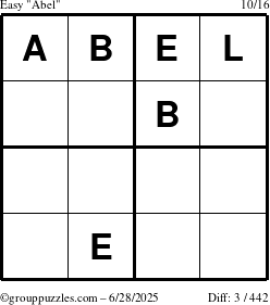 The grouppuzzles.com Easy Abel puzzle for Saturday June 28, 2025