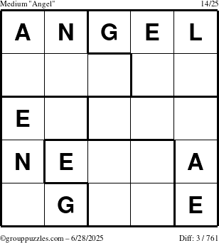 The grouppuzzles.com Medium Angel puzzle for Saturday June 28, 2025