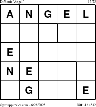 The grouppuzzles.com Difficult Angel puzzle for Saturday June 28, 2025
