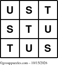 The grouppuzzles.com Answer grid for the TicTac-STU puzzle for Thursday October 15, 2026