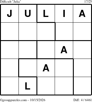 The grouppuzzles.com Difficult Julia puzzle for Thursday October 15, 2026