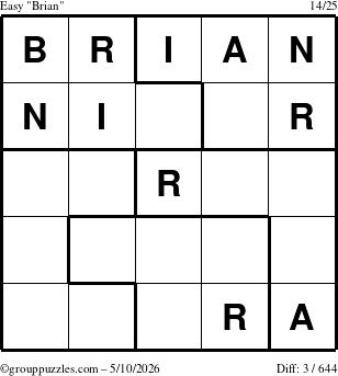 The grouppuzzles.com Easy Brian puzzle for Sunday May 10, 2026