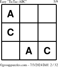 The grouppuzzles.com Easy TicTac-ABC puzzle for Wednesday July 3, 2024