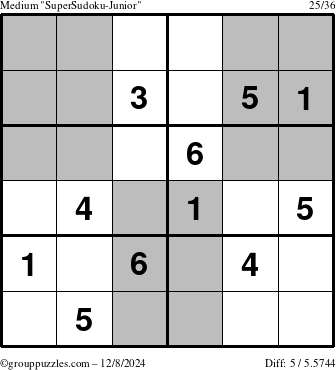 The grouppuzzles.com Medium SuperSudoku-Junior puzzle for Sunday December 8, 2024