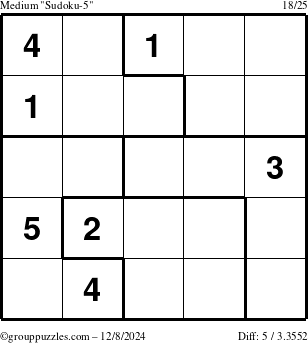 The grouppuzzles.com Medium Sudoku-5 puzzle for Sunday December 8, 2024