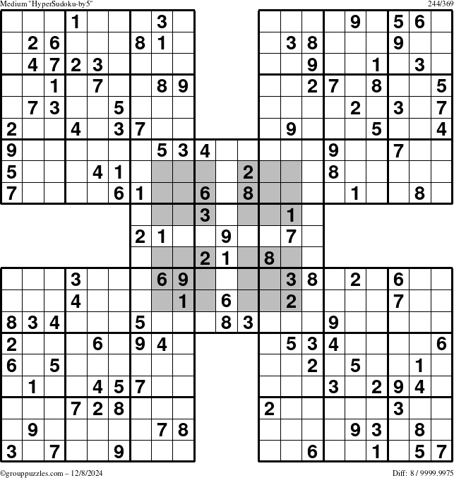 The grouppuzzles.com Medium HyperSudoku-by5 puzzle for Sunday December 8, 2024