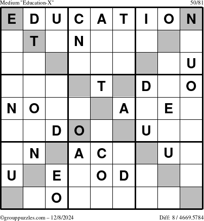 The grouppuzzles.com Medium Education-X puzzle for Sunday December 8, 2024