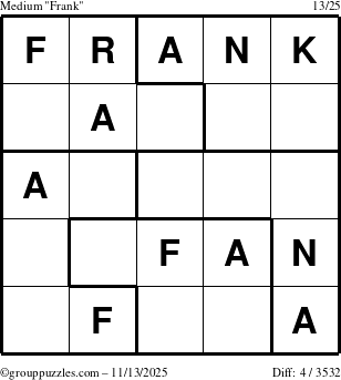 The grouppuzzles.com Medium Frank puzzle for Thursday November 13, 2025